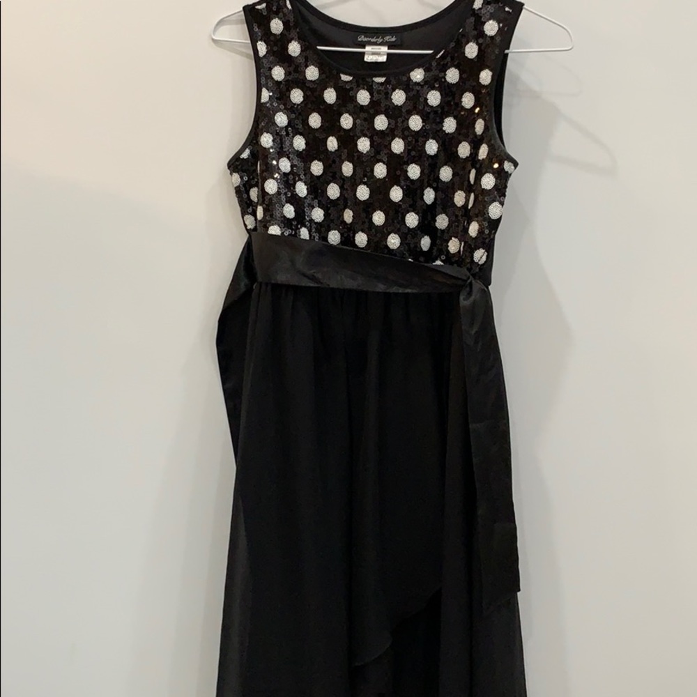 Girls Polka dot black and white dress size large